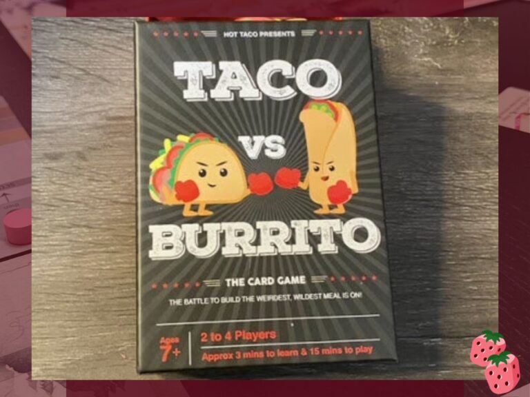 A game box showing a taco boxing a burrito with the words Taco vs Burrito.